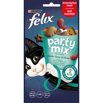 Foto van Felix® party mix seaside met zalm, koolvis & forelsmaak kattensnacks 60g bij jumbo