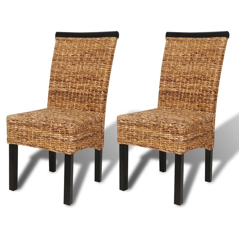 Foto van The living store stoelen - handgemaakt - abaca geweven - set van 2 - 47x50x97 cm - bruin