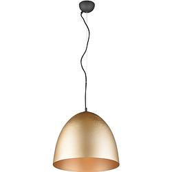 Foto van Led hanglamp - hangverlichting - trion lopez xl - e27 fitting - 1-lichts - rond - mat goud - aluminium