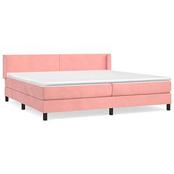 Foto van The living store boxspringbed roze fluweel - 203x203x78/88 cm - pocketvering