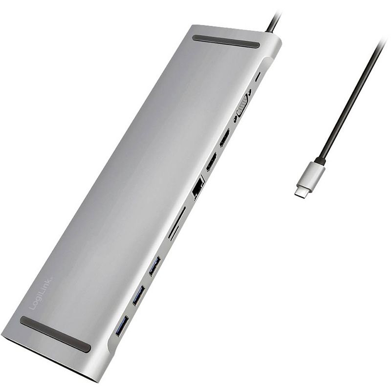 Foto van Logilink ua0373 laptopdockingstation geschikt voor merk: universeel usb-c power delivery, geïntegreerde kaartlezer