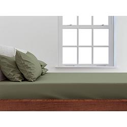 Foto van Zo home satinado hoeslaken katoen satijn 35cm hoekhoogte - army green 180x210-220cm