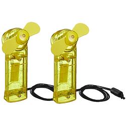 Foto van Cepewa ventilator voor in je hand - 2x - verkoeling in zomer - 10 cm - geel - klein zak formaat model - handventilatoren