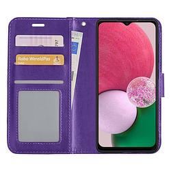 Foto van Basey samsung galaxy a13 4g hoesje book case kunstleer cover hoes - paars