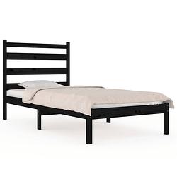 Foto van Vidaxl bedframe massief grenenhout zwart 90x190 cm 3ft single