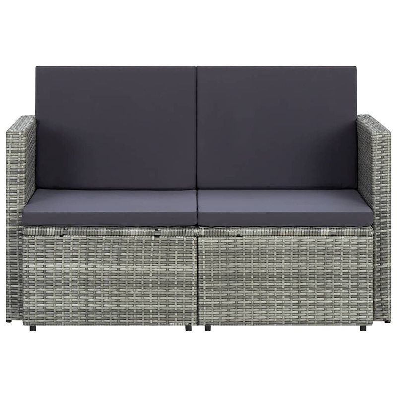 Foto van The living store terrasbank - poly rattan - 118 x 65 x 74 cm - grijs - 2-zitsbank