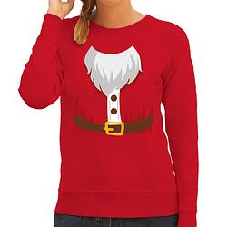 Foto van Kerstman kostuum verkleed sweater / trui rood voor dames l - kerst truien