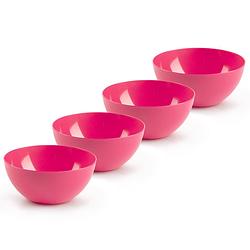 Foto van Plasticforte kommetjes/schaaltjes - 4x - dessert/ontbijt - kunststof - d17 x h8 cm - fuchsia roze - kommetjes