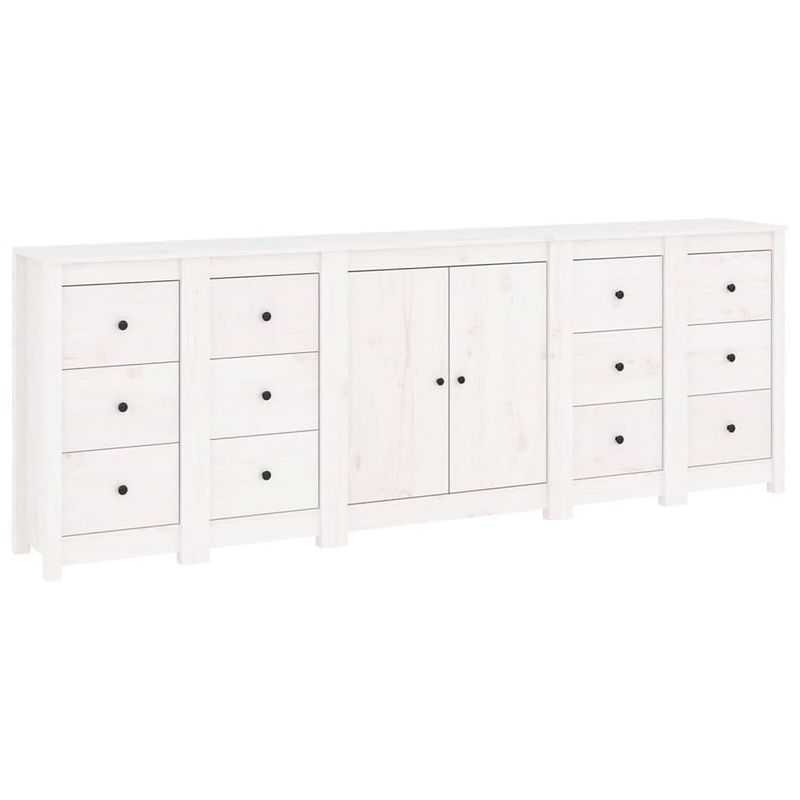 Foto van Vidaxl dressoir 230x35x80 cm massief grenenhout wit