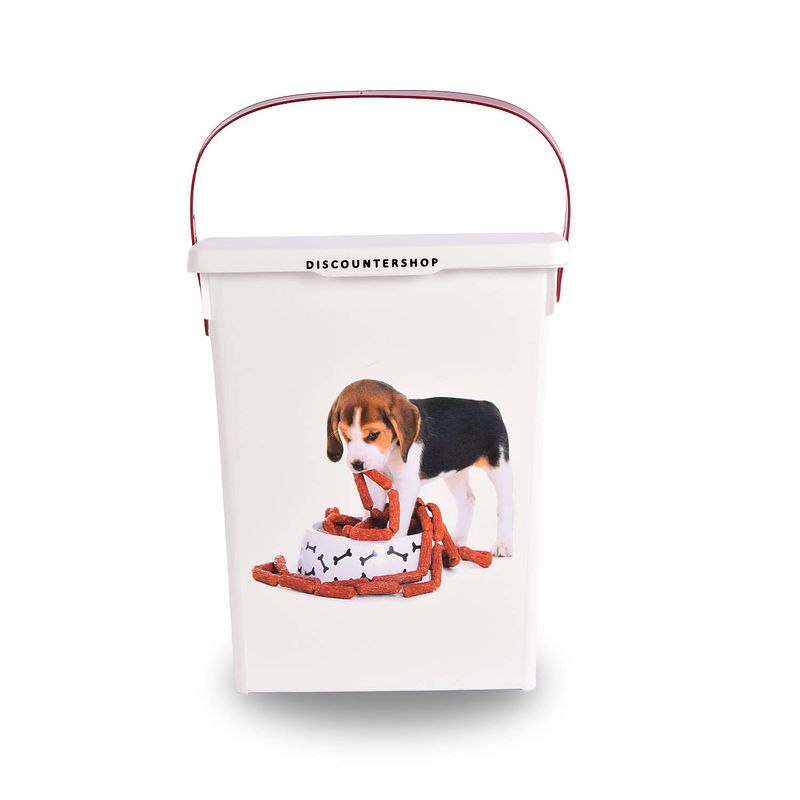 Foto van Hondenvoer opbergbox wit 23.5cm x 19cm x 22cm voercontainer hond 4 liter luchtdicht