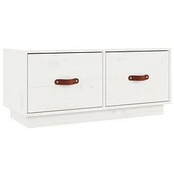 Foto van The living store tv-meubel massief grenenhout - wit - 80x34x35 cm - ruime opbergruimte