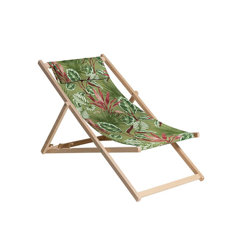 Foto van Madison - houten strandstoel 120x55 - groen - cala green