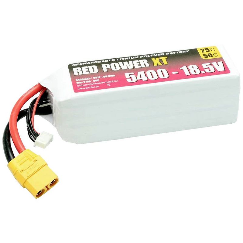 Foto van Red power lipo accupack 18.5 v 5400 mah 25 c softcase xt90