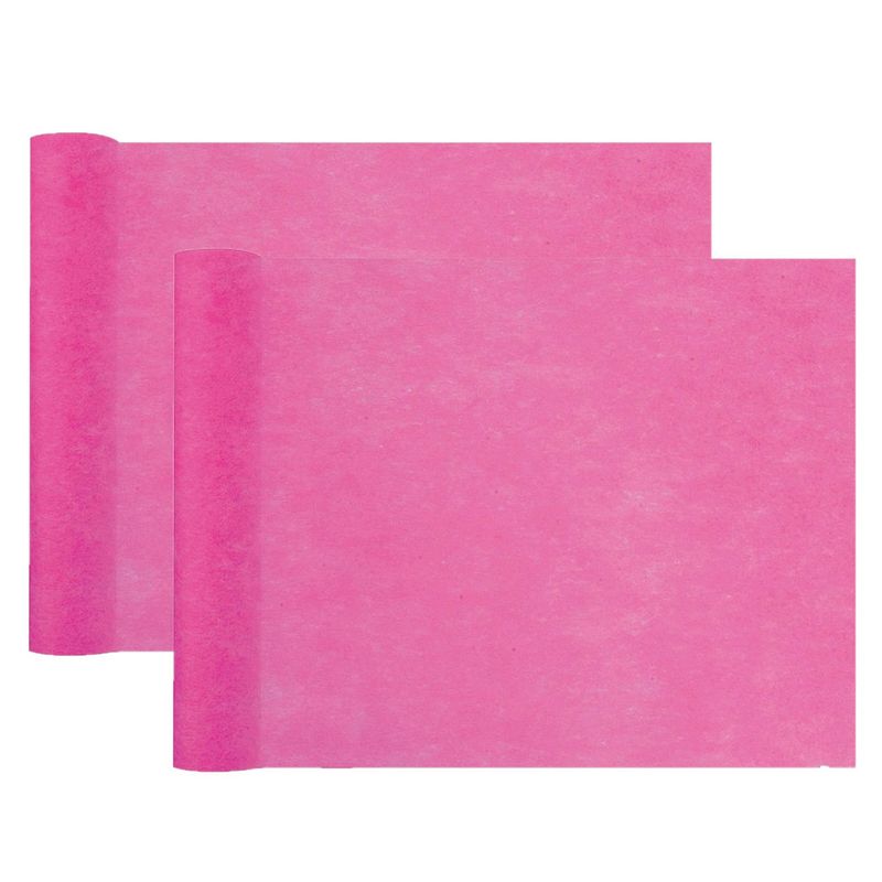 Foto van Tafelloper op rol - 2x - fuchsia roze - 30 cm x 10 m - non woven polyester - feesttafelkleden