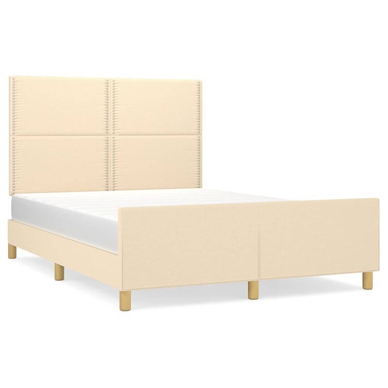 Foto van The living store bedframe - hoofdeinde - crème - 193 x 146 x 118/128 cm - duurzaam materiaal - verstelbare hoogte -