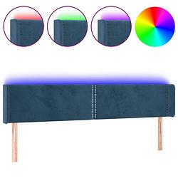 Foto van The living store hoofdbord donkerblauw stof - 203 x 16 x 78/88 cm - verstelbaar - led-verlichting - usb-aansluiting -