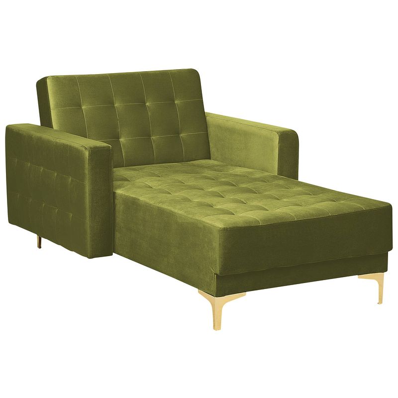 Foto van Beliani aberdeen - chaise longue-groen-fluweel