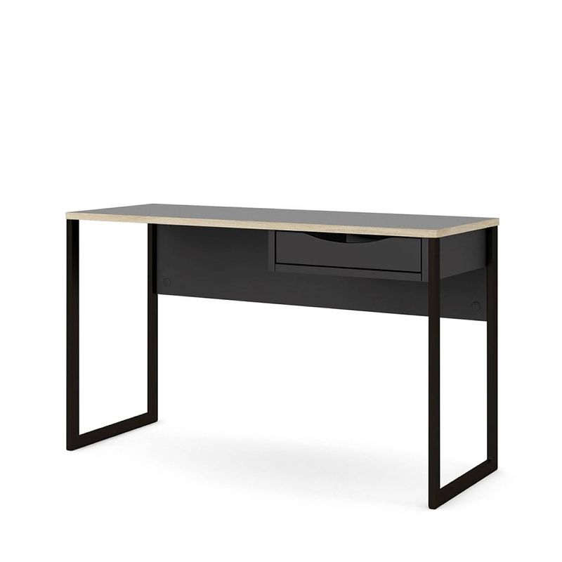 Foto van Fula bureau 130 cm 1 lade zwart, mat zwart.