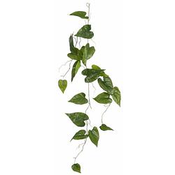 Foto van Mica decoration kunstplant slinger philodendron - groen - 115 cm - kamerplant snoer - kunstplanten