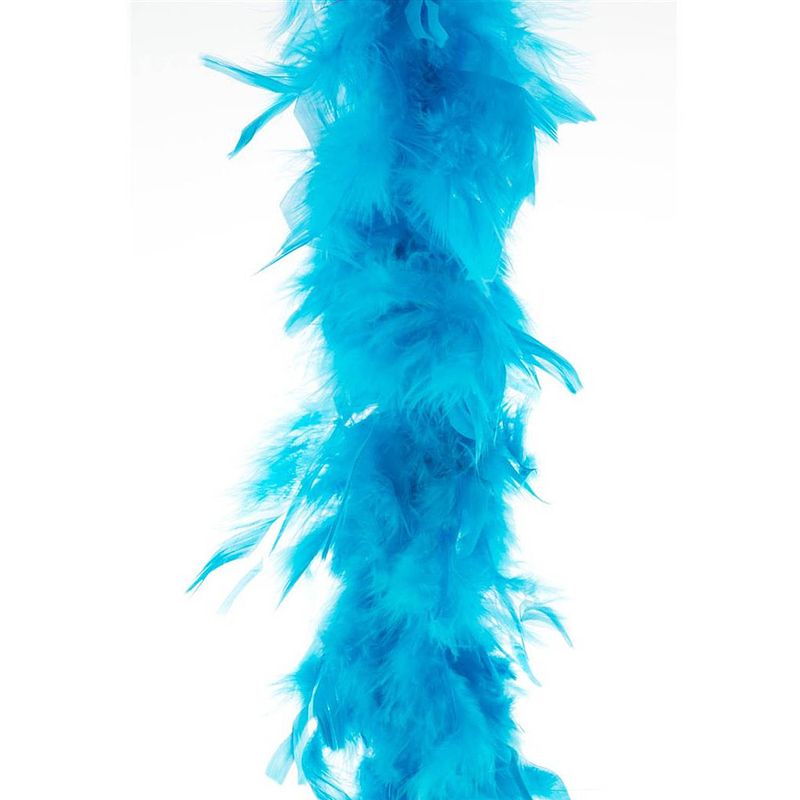 Foto van Carnaval verkleed veren boa kleur turquoise 2 meter - verkleed boa