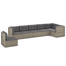 Foto van Vidaxl 7-delige loungeset met kussens poly rattan grijs