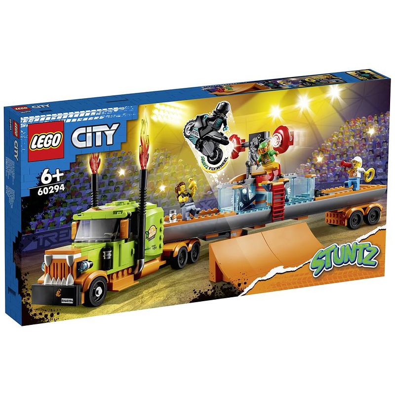 Foto van Lego 60294 city stuntshowtruck, terugtrekmotor, bassin, constructiespeelgoed voor kinderen