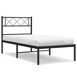 Foto van Vidaxl bedframe met hoofdbord metaal zwart 90x190 cm