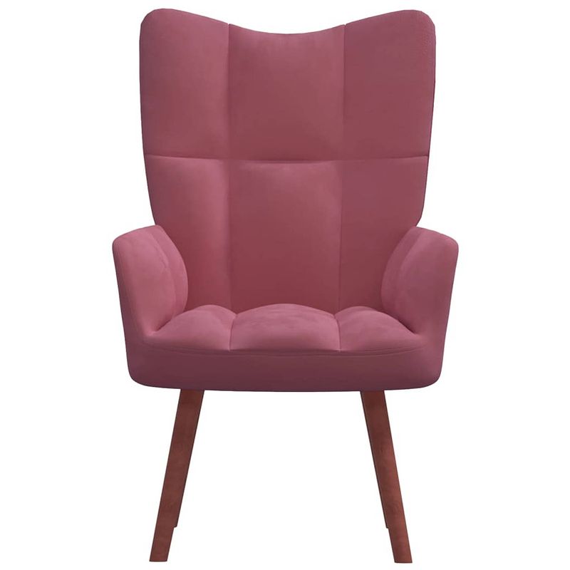 Foto van The living store relaxstoel - roze fluweel - 61.5 x 69 x 95.5 cm - stalen frame