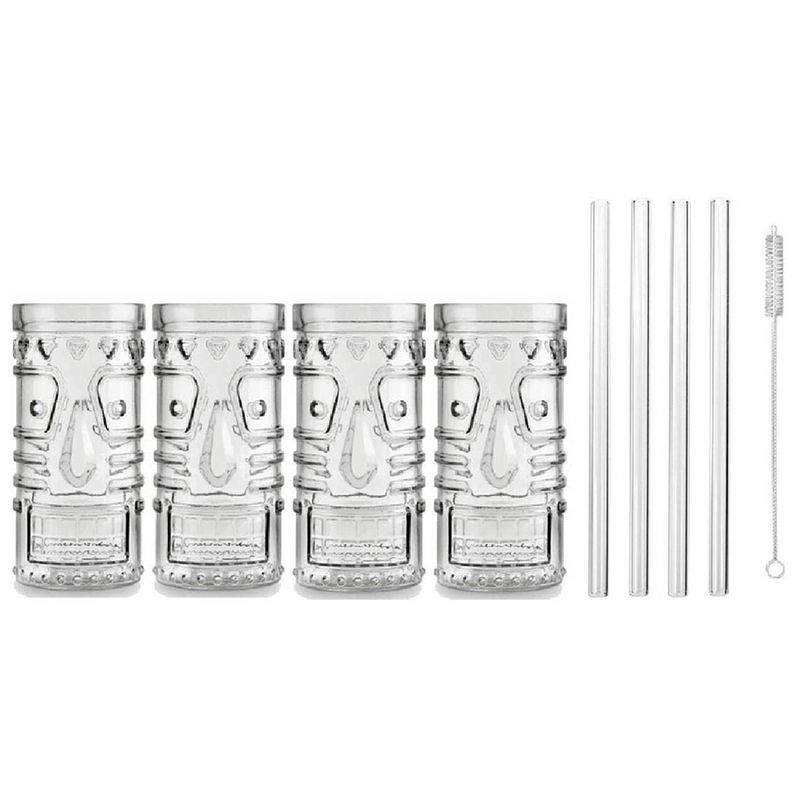 Foto van 4x cocktailglazen / mai tai glazen transparant 490 ml met glazen rietjes - cocktailglazen