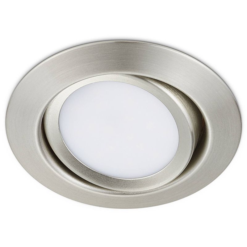 Foto van Led spot - inbouwspot - trion roluno - 5w - warm wit 3000k - rond - mat nikkel - aluminium - ø80