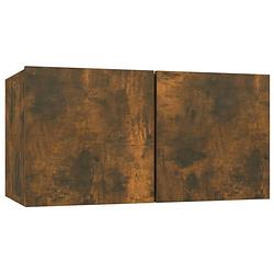 Foto van The living store tv-meubel - naam - wandgemonteerd - 60 x 30 x 30 cm - gerookt eiken