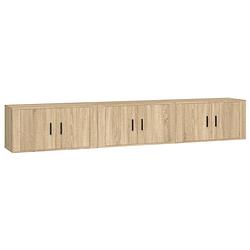 Foto van The living store televisiewandmeubelen - sonoma eiken - set van 3 - 80 x 34.5 x 40 cm - duurzaam hout