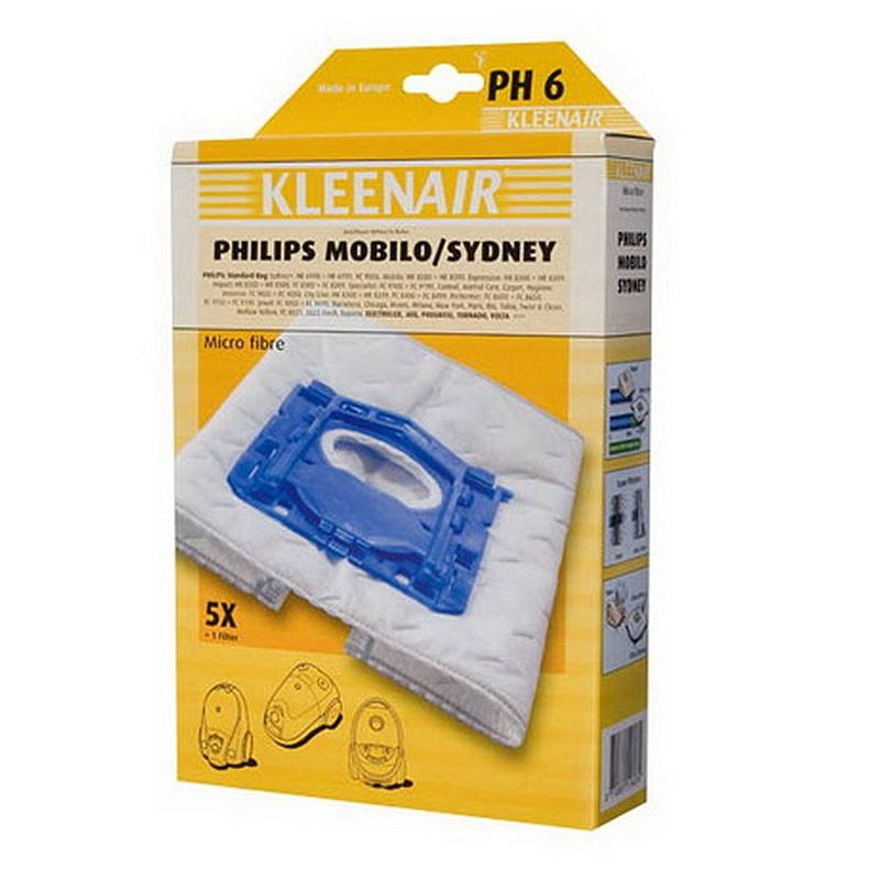 Foto van Kleenair 5 stofzuigerzakken philips s-bag + 1 filter