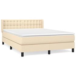 Foto van The living store boxspring met matras stof crèmekleurig 140x200 cm - bed