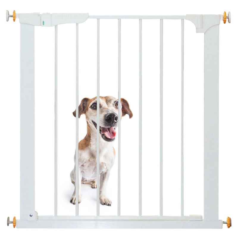 Foto van Paws and claws - hondenhek - traphek - hondendeur - voor deuropening - b 74 tot 95 cm, h75.7 cm - wit