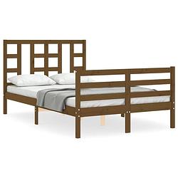 Foto van The living store bedframe grenenhout - honingbruin - 205.5 x 125.5 x 100 cm