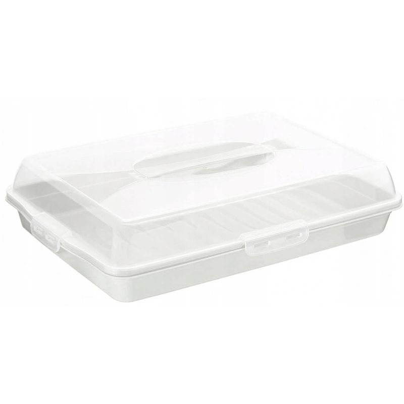 Foto van Lock & fresh rechthoekige taart en cake transport doos /bewaarbox 45cm assorti