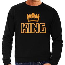 Foto van Koningsdag sweater - king kroontje - heren - zwart xl - feesttruien