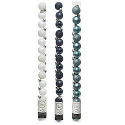 Foto van 42x stuks kunststof kerstballen mix donkerblauw/wit/ijsblauw 3 cm - kerstbal