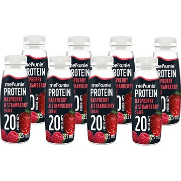 Foto van Melkunie protein raspberry & strawberry shake 8 x 225ml bij jumbo