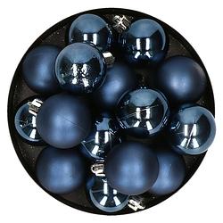 Foto van 32x stuks kunststof kerstballen donkerblauw 4 cm - kerstbal