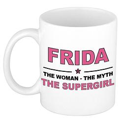 Foto van Frida the woman, the myth the supergirl cadeau koffie mok / thee beker 300 ml - naam mokken