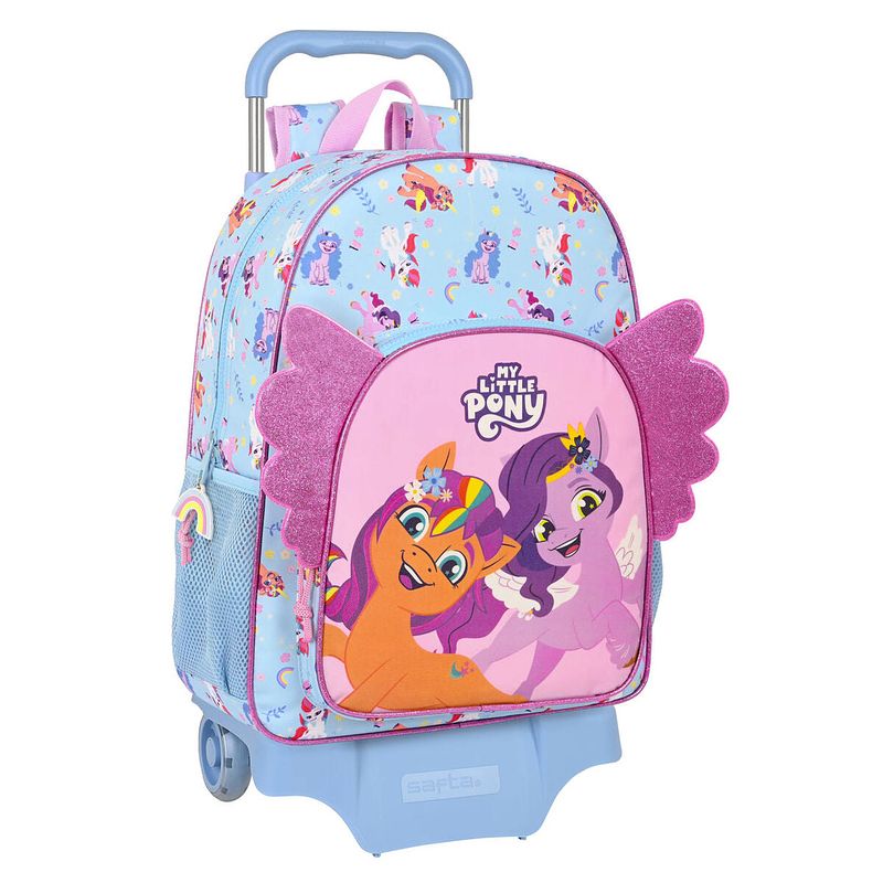 Foto van Schoolrugzak met wielen my little pony wild & free blauw roze 33 x 42 x 14 cm