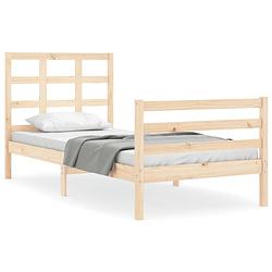 Foto van The living store bedframe massief grenenhout - 205.5 x 95.5 x 100 cm - multiplex lattenbodem