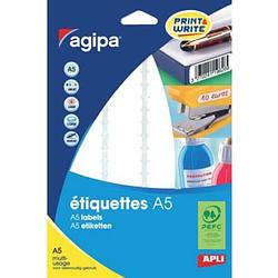 Foto van Agipa witte etiketten print & write ft 56 x 34 mm (b x h), 192 stuks, 12 per blad