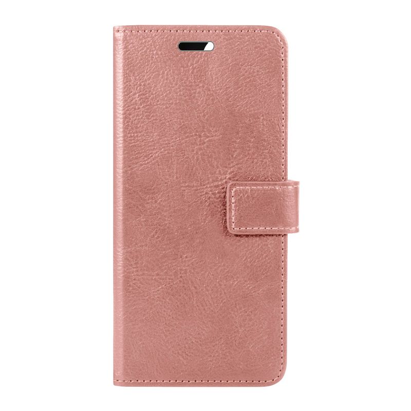 Foto van Basey iphone 15 plus hoesje bookcase hoes flip case book cover - iphone 15 plus hoes book case hoesje - rose goud