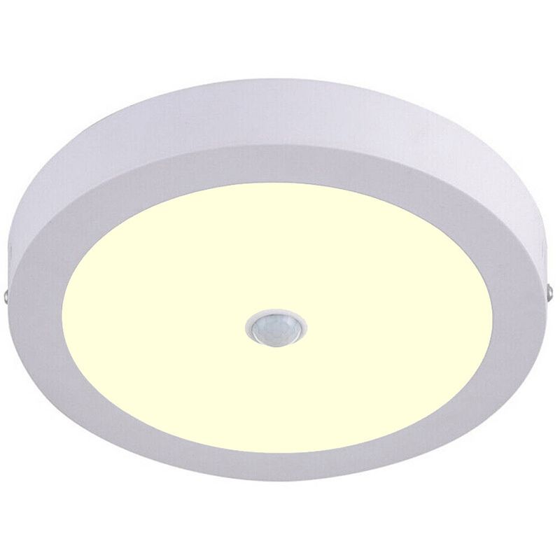 Foto van Led downlight - facto dury - pir bewegingssensor 360° + dag en nacht sensor - 18w - warm wit 3000k - opbouw - rond - mat