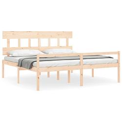 Foto van The living store bed grenenhout massief - dubbel - 205.5 x 205.5 x 81 cm - multiplex lattenbodem