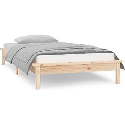 Foto van The living store bedframe grenenhout - led-verlichting - 202 x 101.5 x 26 cm - rustiek design