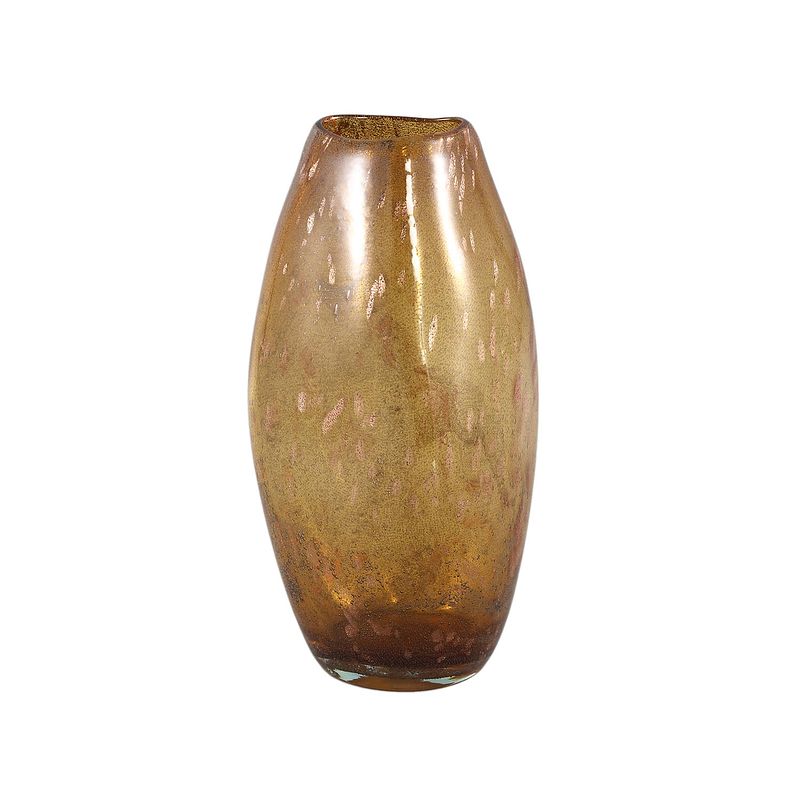 Foto van Ptmd menis yellow glass vase crooked shape round l